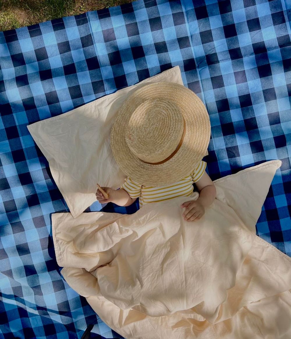 Bedspread checked blue