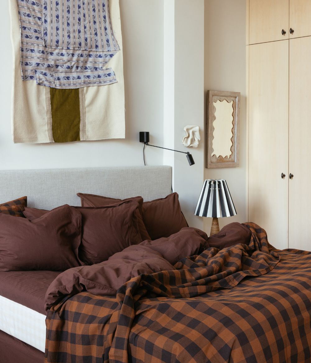Bedspread checked brown