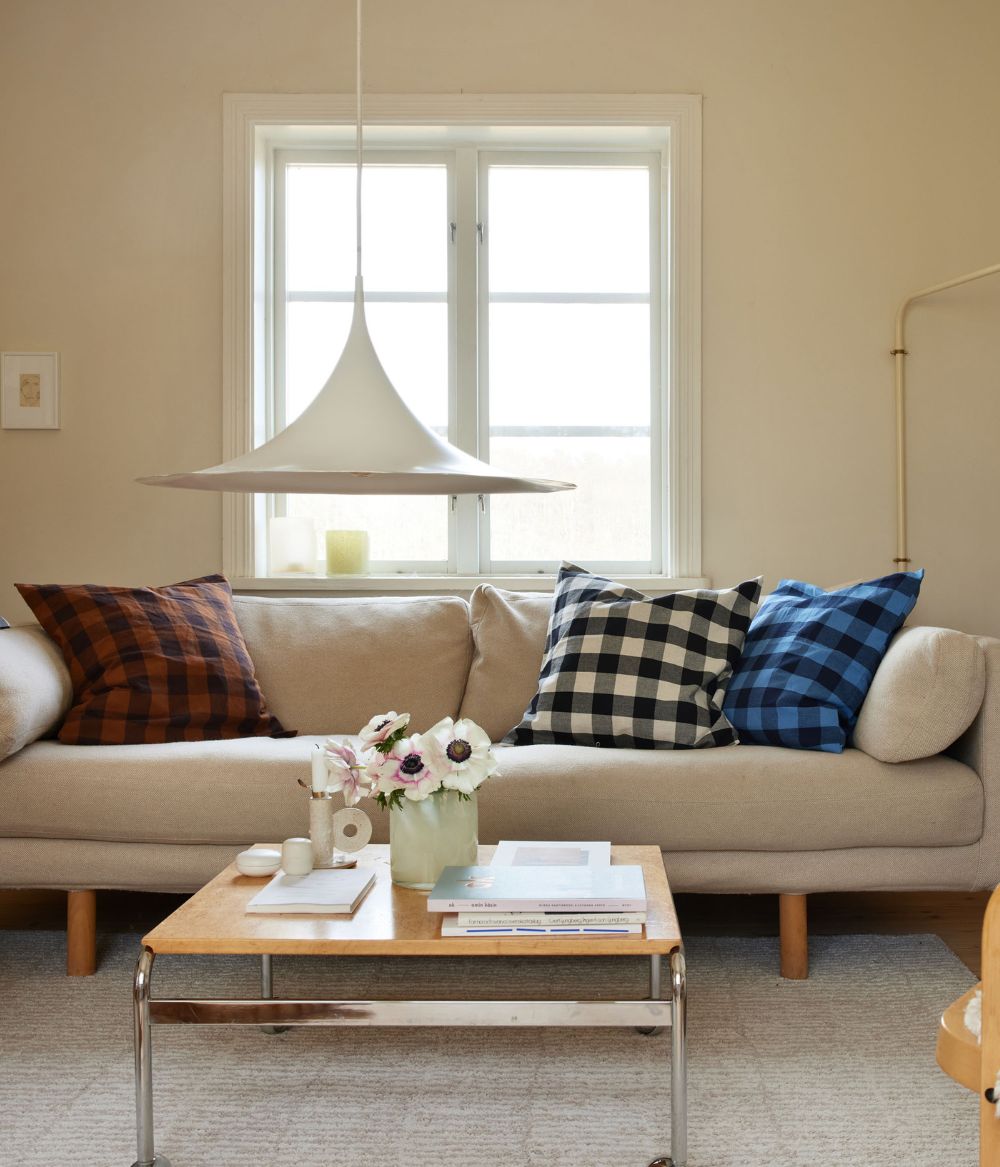 Cushion cover checked blue