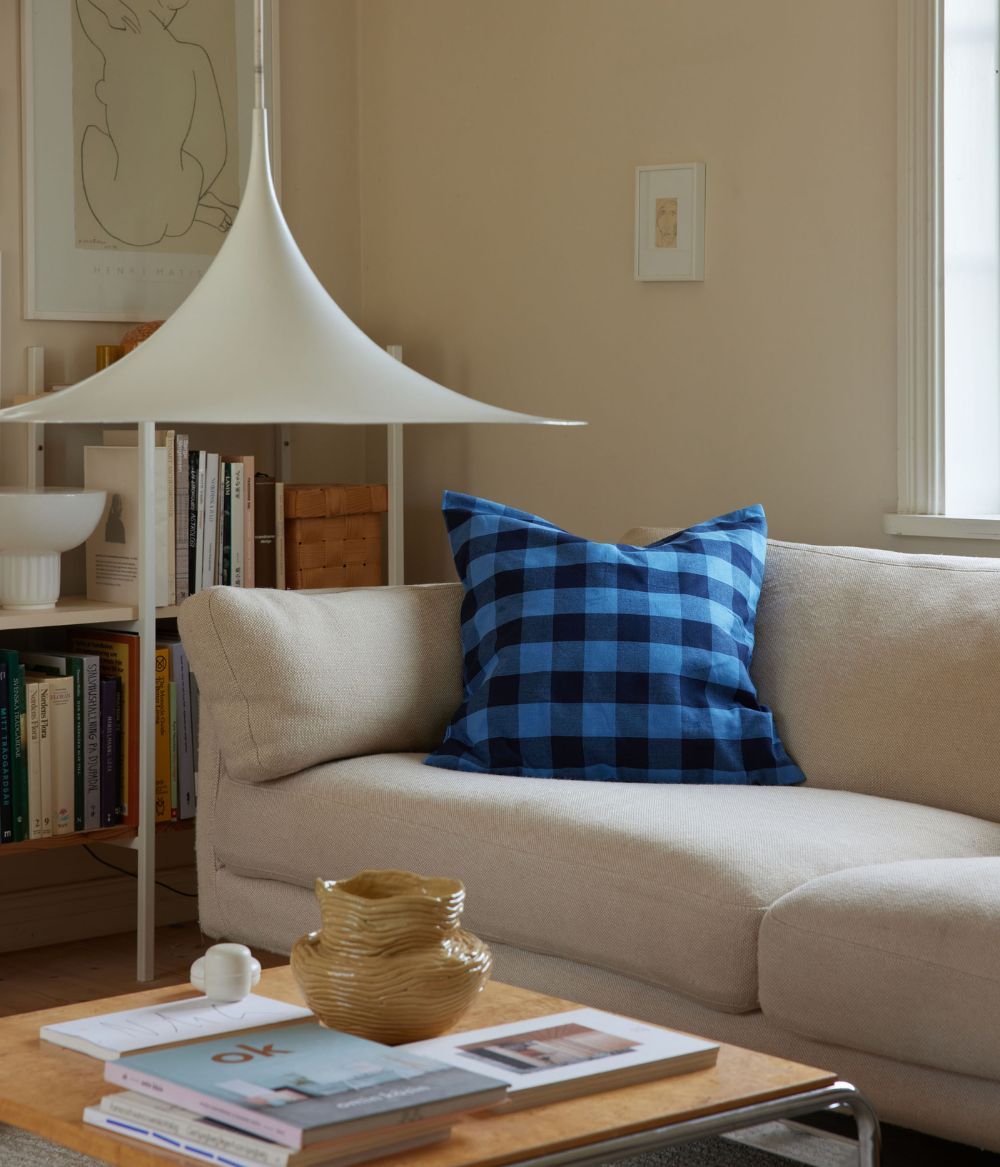 Cushion cover checked blue
