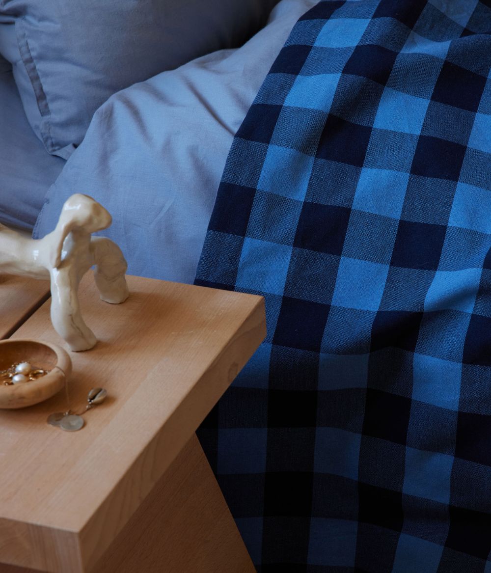 Bedspread checked blue