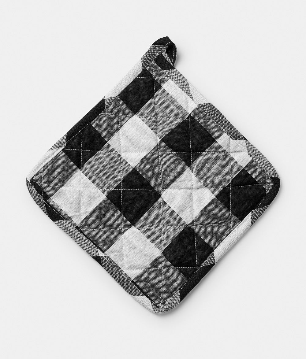 Pot holder checked b/w