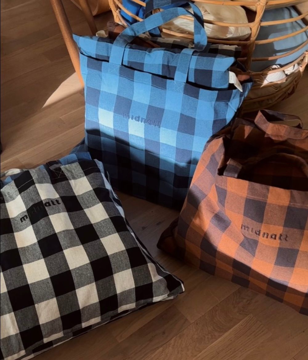 Tote bag checked b/w