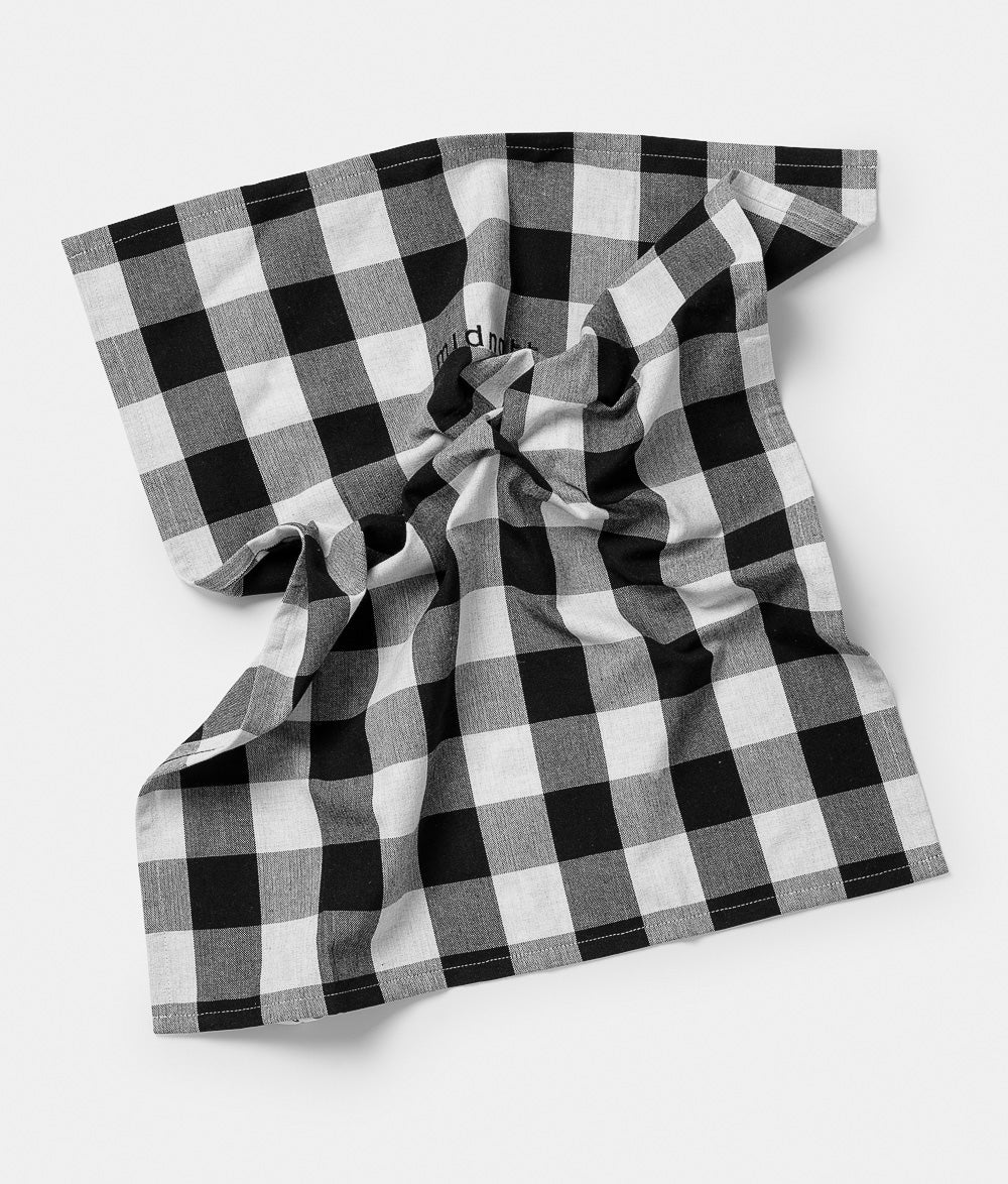 Tea towel checked b/w