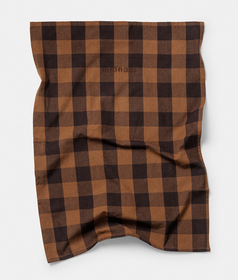 Tea towel checked brown