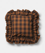 Frill cushion cover brown