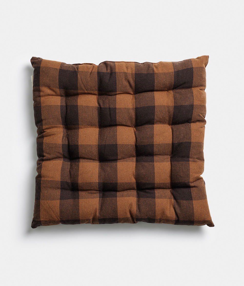 Seat cushion checked brown
