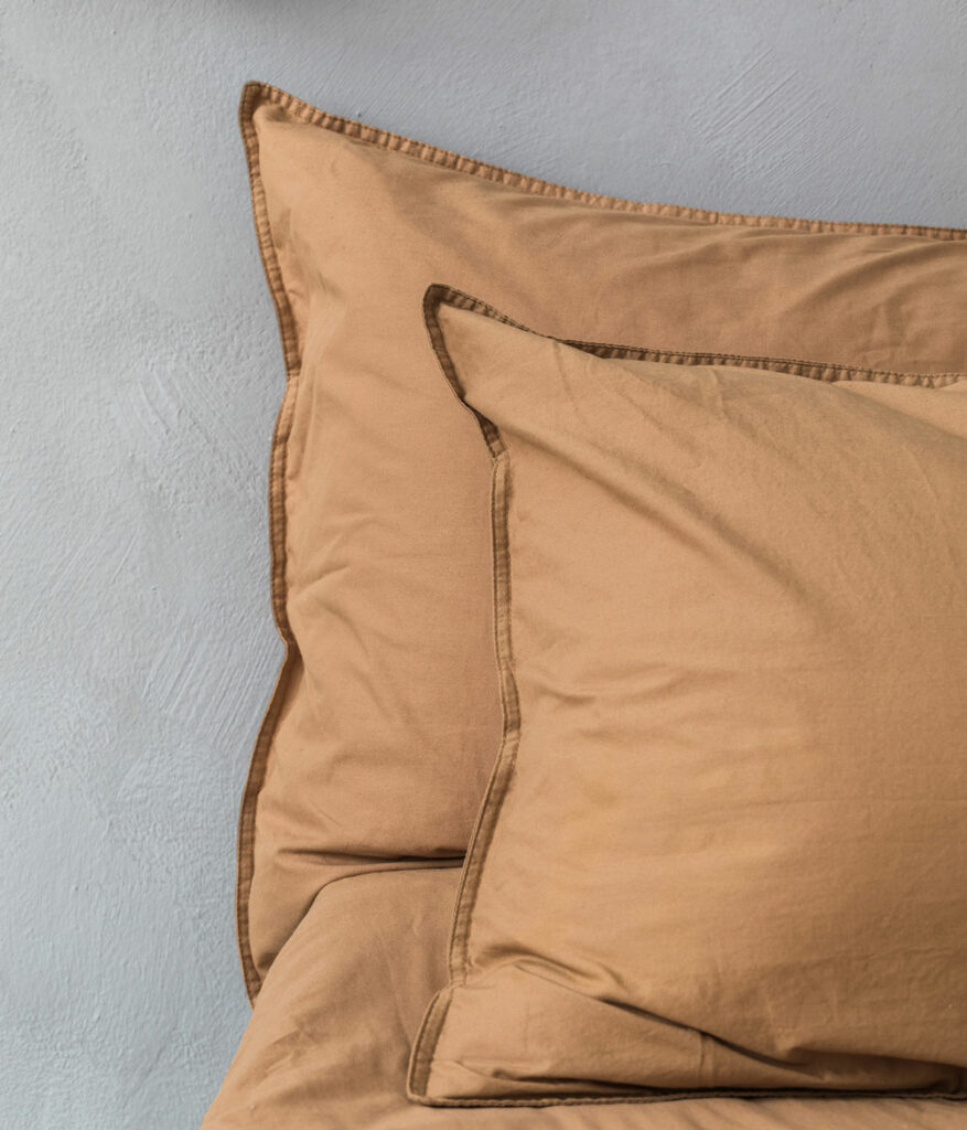 Brown pillow cases in 100 organic cotton and several sizes