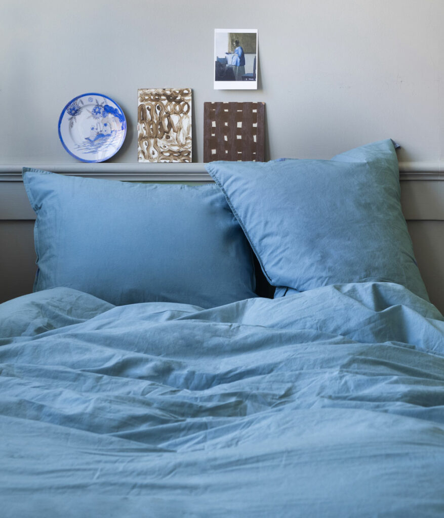 Blue pillow cases in 100 organic cotton and several sizes