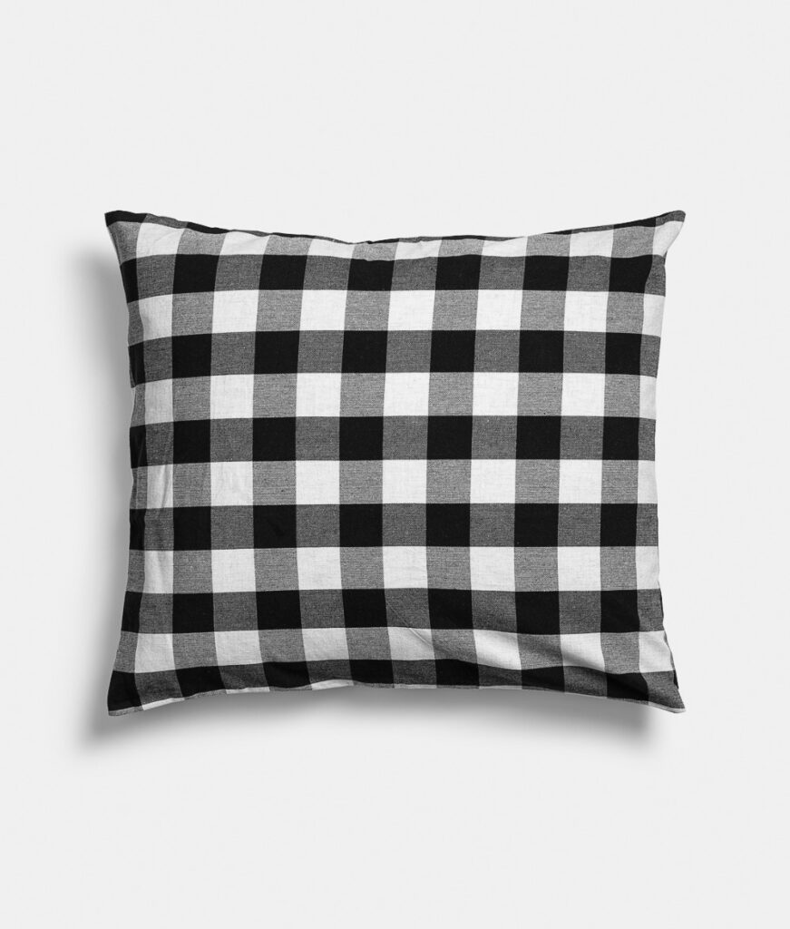 Black and white checked cushion covers