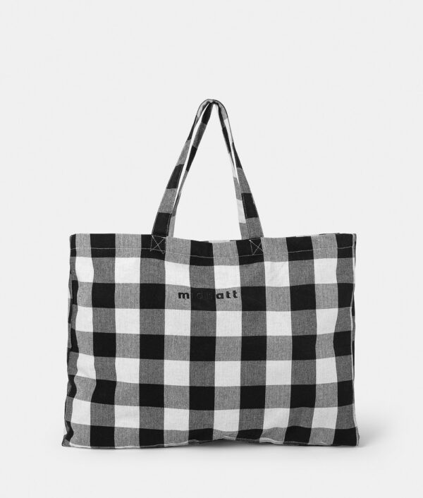 Brown checked tote bag in recycled cotton