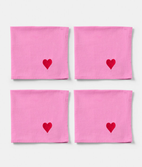 Napkin 4 pcs Pink Hearts (Pre-order)