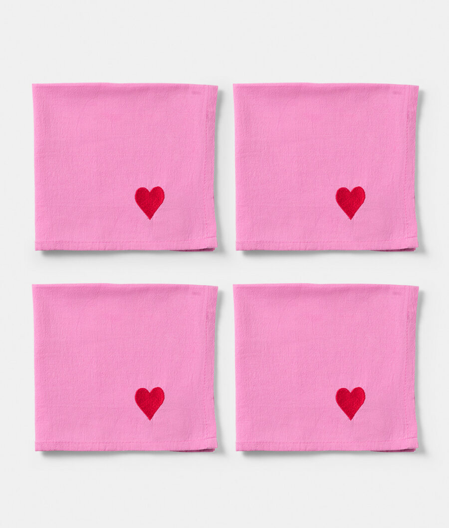 Napkin 4 pcs Pink Hearts (Pre-order)